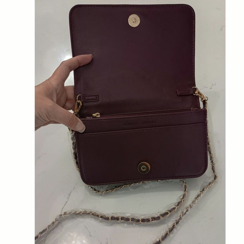 NWT Badgley Mitshka Plum Crossbody Gold chain 9.5x6.5 in Glamorous Chic heritage - Picture 2 of 10